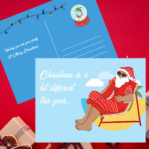 Cartão Postal Saudações de Natal de Férias Tropicais Simples e F