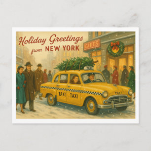 Cartão Postal Saudações de Natal Vintage dos anos 1950 de Nova Y