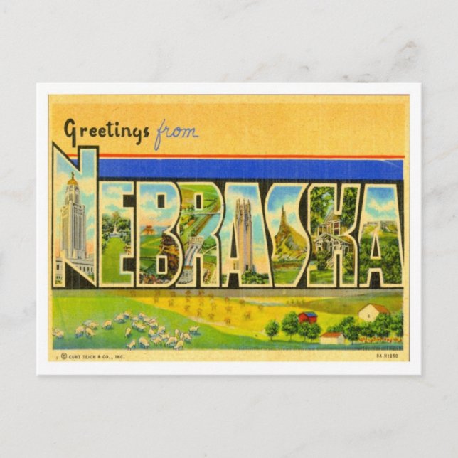 Cartão Postal Saudações De Nebraska (Frente)