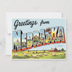 Cartão Postal Saudações de Nebraska Vintage