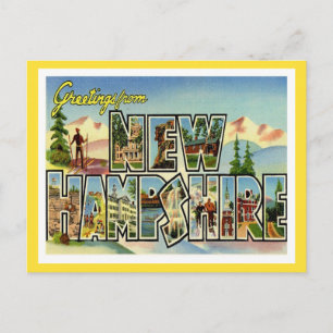Cartão Postal Saudações De New Hampshire Vintage