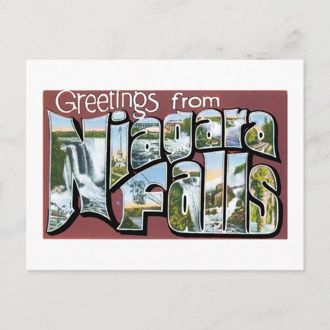 Cartão Postal Saudações de Niagara Falls! (Frente)