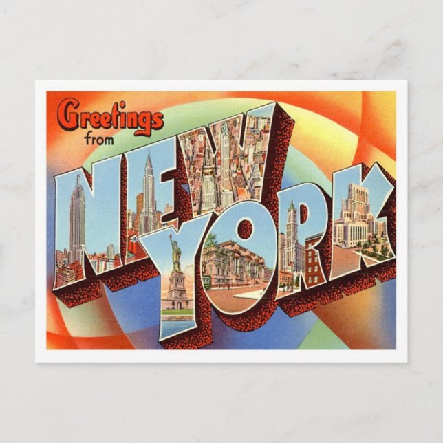 Cartão Postal Saudações De Nova Iorque Dos Estados Unidos (Frente)