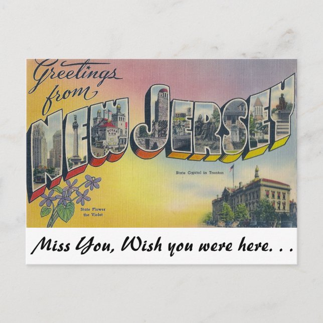 Cartão Postal Saudações de Nova Jersey (Frente)