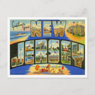 Cartão Postal Saudações De Nova Jersey Dos Estados Unidos