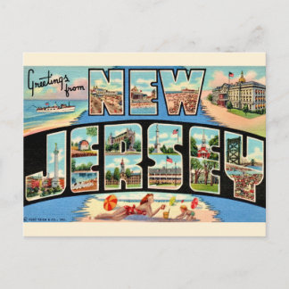 Cartão Postal Saudações de Nova Jersey Postcard Vintage