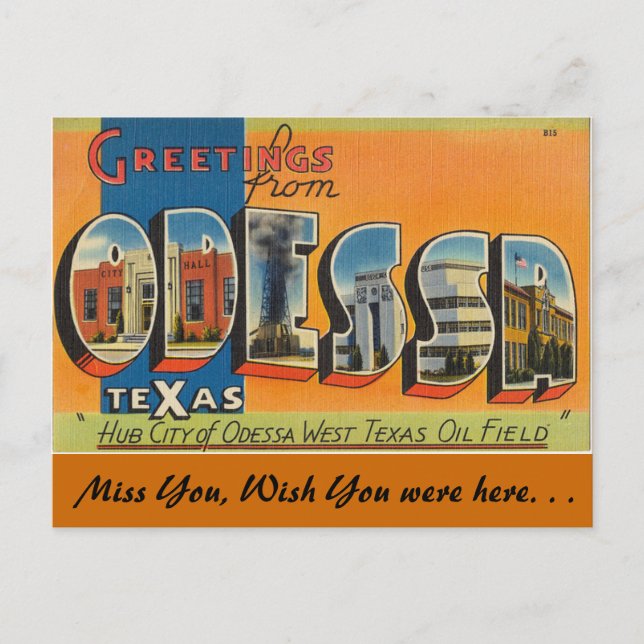 Cartão Postal Saudações de Odessa (Frente)