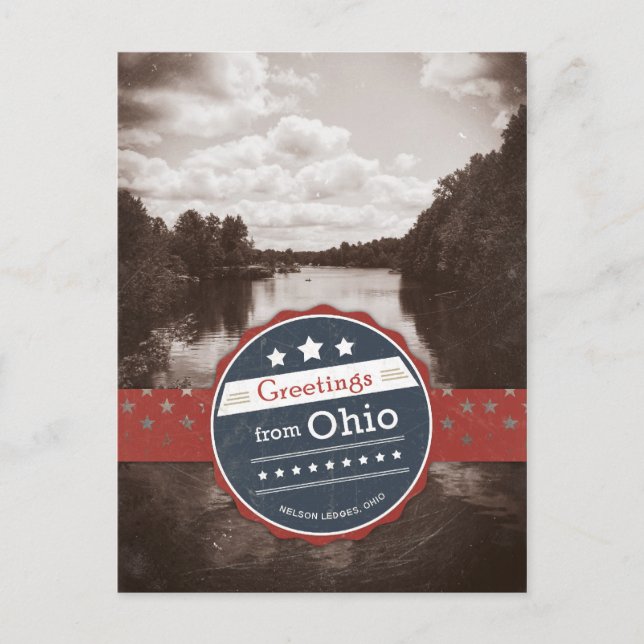 Cartão Postal Saudações de Ohio - Vintage (Frente)