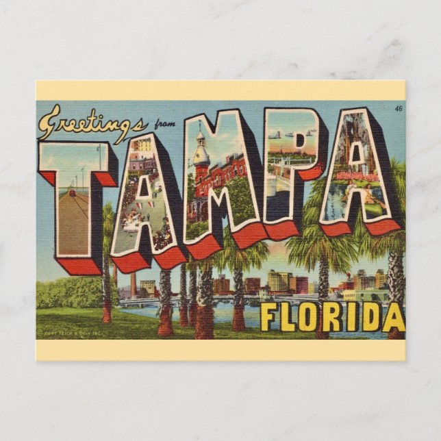 Cartão Postal Saudações de Old Tampa Flórida (Frente)