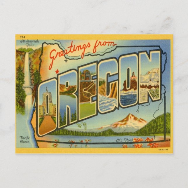 Cartão Postal Saudações De Oregon OR (Frente)