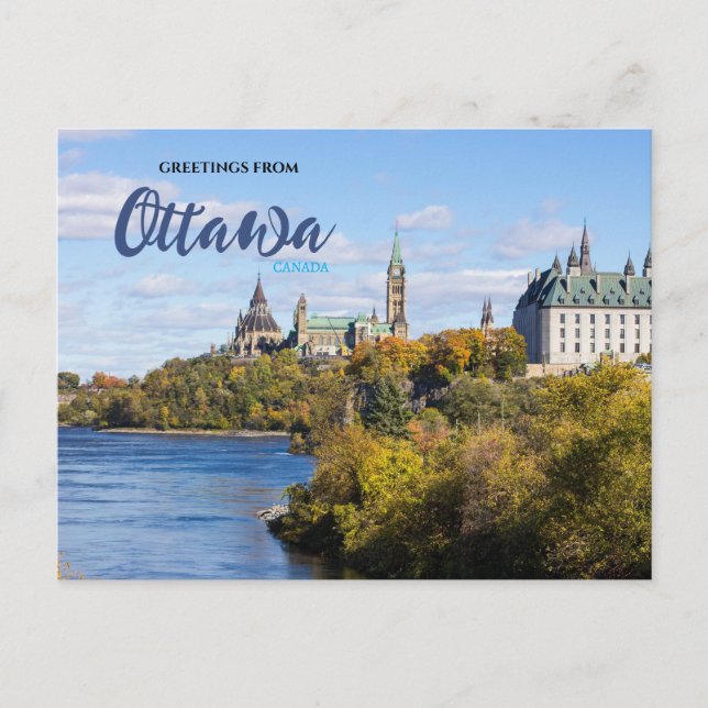 Cartão Postal Saudações de Ottawa Canada Scencard (Frente)