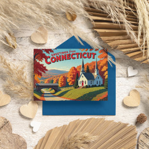 Cartão Postal Saudações de outono encantadoras do Connecticut