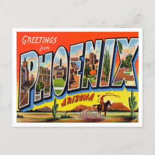 Cartão Postal Saudações de Phoenix, Viagens vintage Arizona