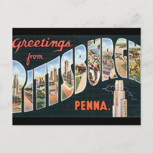 Cartão Postal Saudações de Pittsburgh_Viagens vintage Poster