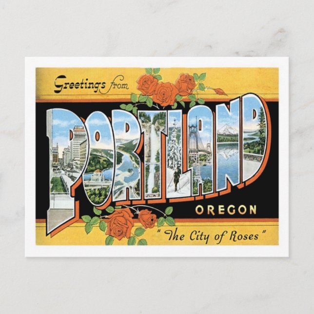 Cartão Postal Saudações De Portland Oregon Cidade Dos EUA (Frente)