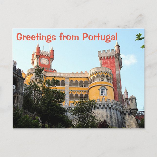 Cartão Postal Saudações de Portugal, Palácio Pena, Sintra (Frente)