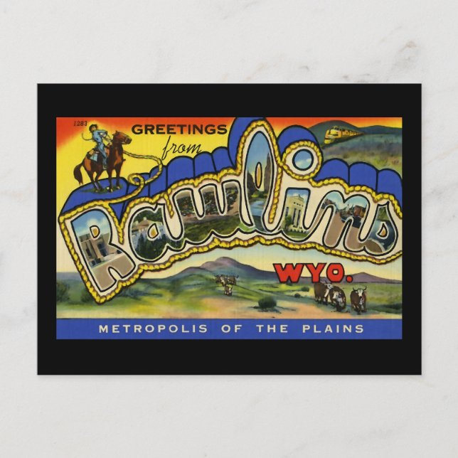Cartão Postal Saudações de Rawlins Wyoming (Frente)