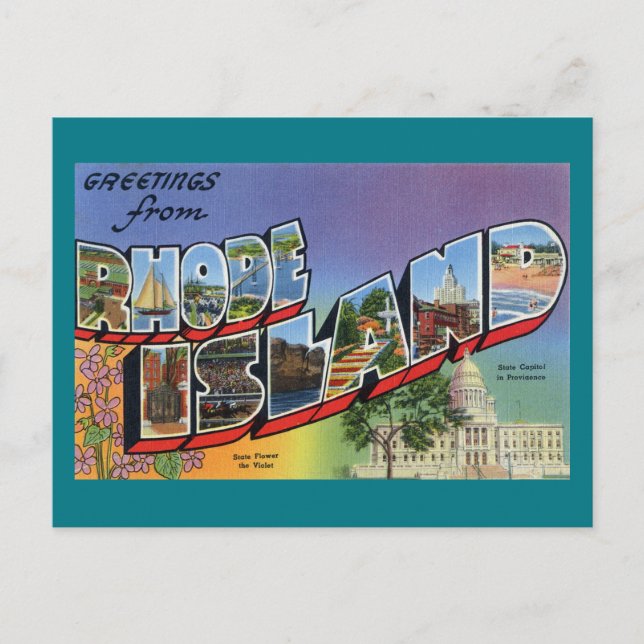 Cartão Postal Saudações De Rhode Island (Frente)