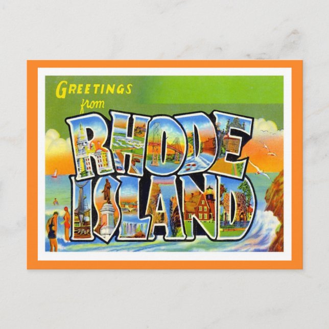 Cartão Postal Saudações de Rhode Island (Frente)