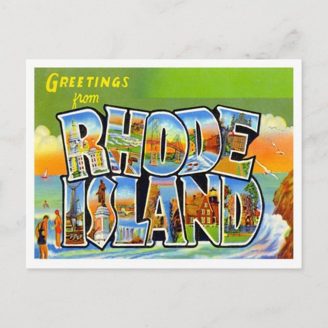 Cartão Postal Saudações De Rhode Island (Frente)