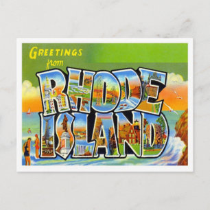 Cartão Postal Saudações De Rhode Island Vintage