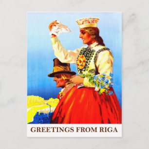 Cartão Postal Saudações de Riga, Letónia