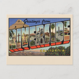 Cartão Postal Saudações de Riverside, Califórnia, 1939 Vintage
