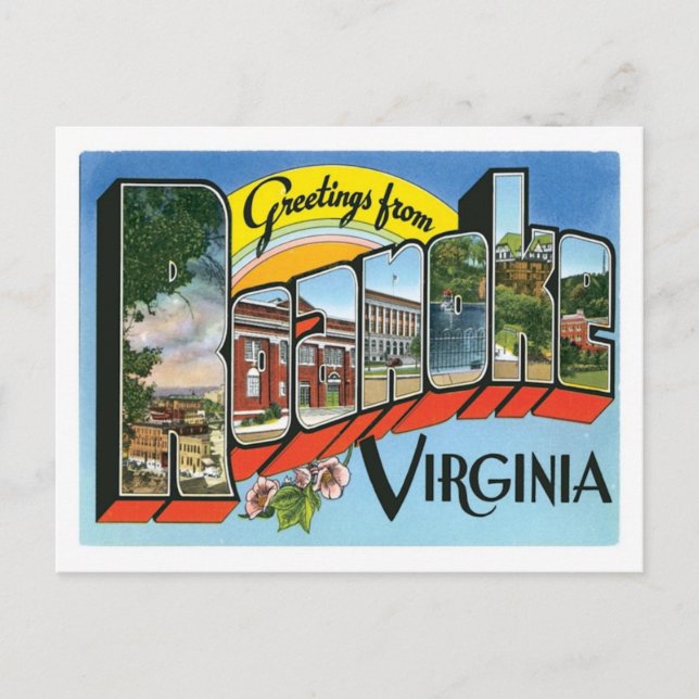 Cartão Postal Saudações De Roanoke Virginia EUA City (Frente)
