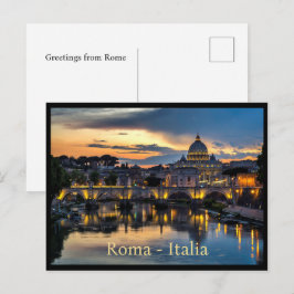 Cartão Postal Saudações de Roma Itália, Texto Personalizado