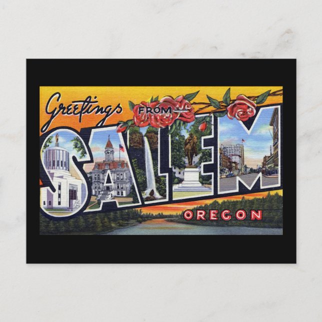 Cartão Postal Saudações de Salem Oregon (Frente)