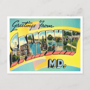 Cartão Postal Saudações de Salisbury, Viagens vintage de Marylan