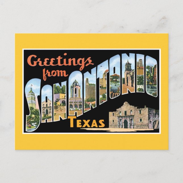 Cartão Postal Saudações De San Antonio Texas (Frente)