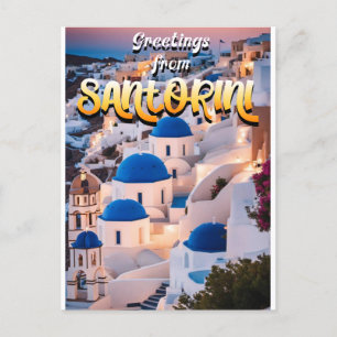 Cartão Postal Saudações de Santorini