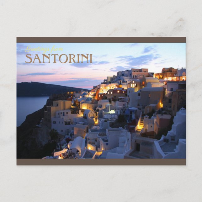 Cartão Postal Saudações de Santorini (Frente)