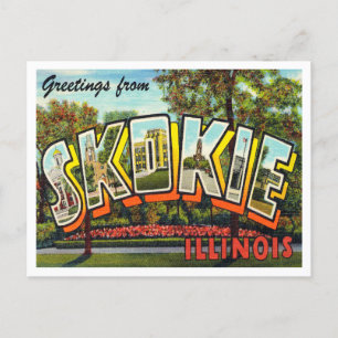 Cartão Postal Saudações de Skokie, Viagens vintage de Illinois
