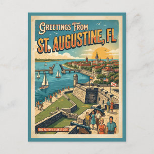 Cartão Postal Saudações de St Augustine Retro