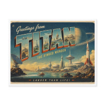 Saudações de Titan Retro Postcard Ficção Científic