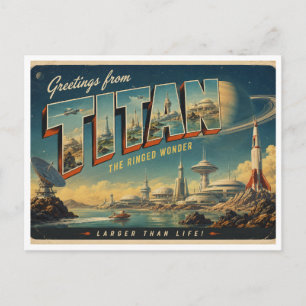 Cartão Postal Saudações de Titan Retro Postcard Ficção Científic
