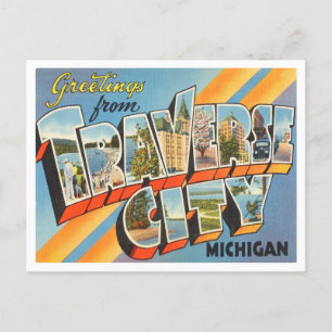 Cartão Postal Saudações de Traverse City, Michigan Viagem