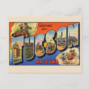 Cartão Postal Saudações de Tucson Letra Grande Vintage