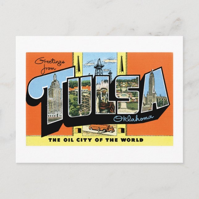 Cartão Postal Saudações de Tulsa, Oklahoma (Frente)