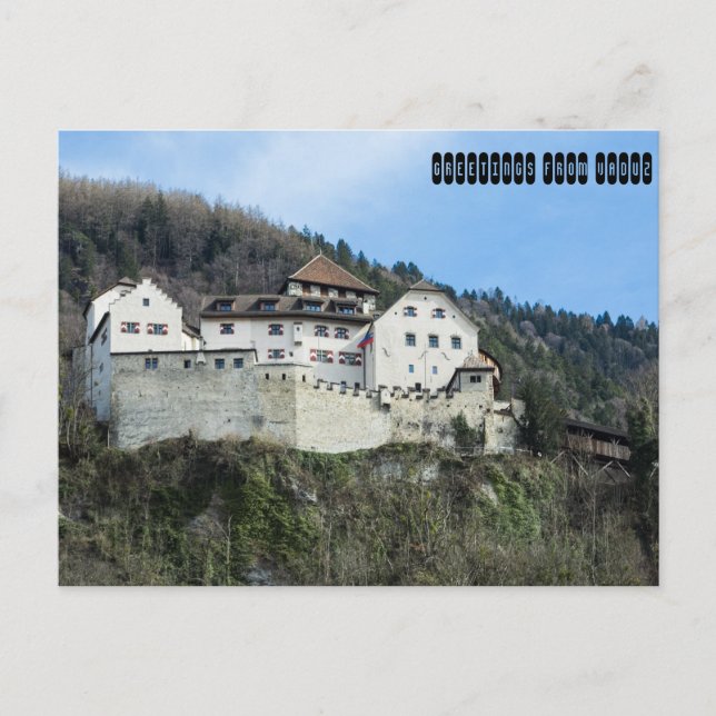 Cartão Postal Saudações de Vaduz, Liechtenstein (Frente)
