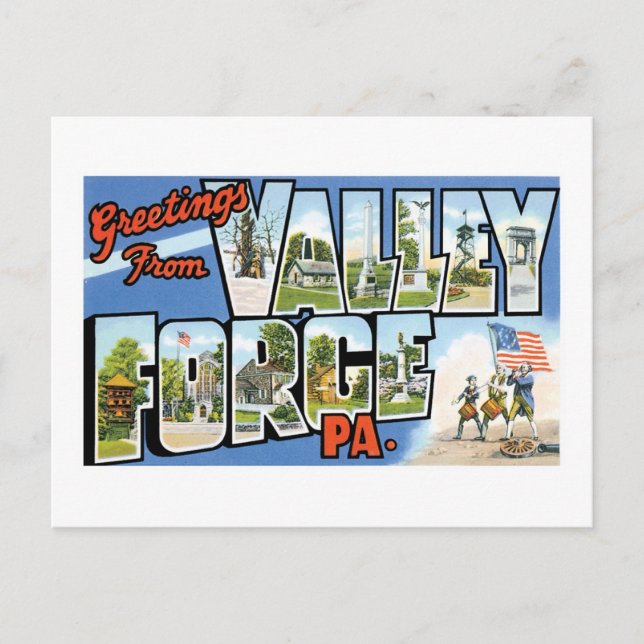 Cartão Postal Saudações de Valley Forge, PA (Frente)