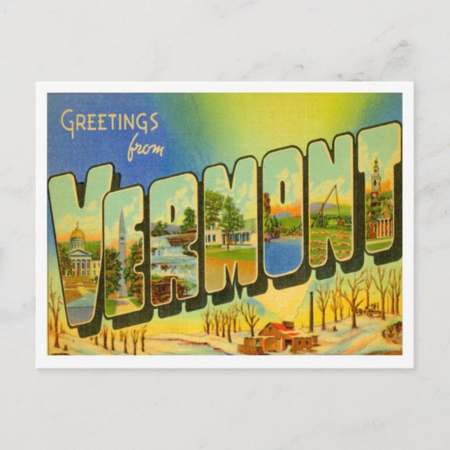 Cartão Postal Saudações De Vermont (Frente)