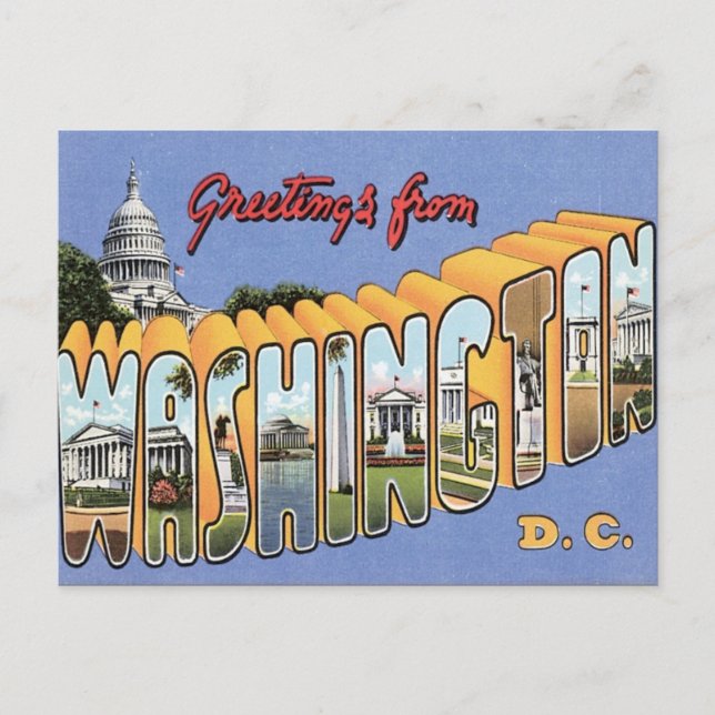 Cartão Postal Saudações De Washington, D.C. EUA (Frente)