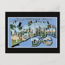Cartão Postal Saudações de Washington D.C.! Placa Postada Vintag