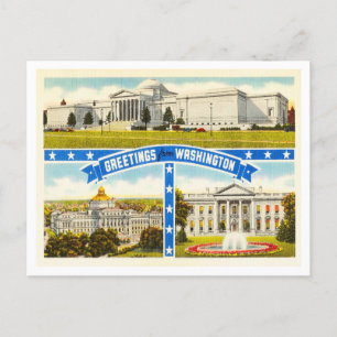 Cartão Postal Saudações de Washington, D. C. Viagens vintage