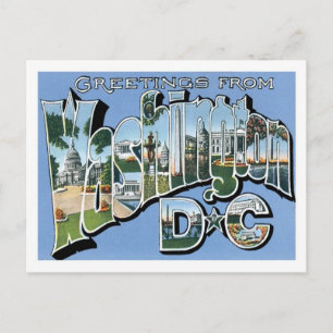 Cartão Postal Saudações de Washington DC Vintage