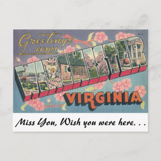Cartão Postal Saudações de Winchester, Virgínia