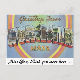 Cartão Postal Saudações de Worcester, Massachusetts